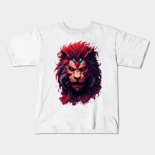 "Braveheart's Mane: Lion Head Artistry" Kids T-Shirt